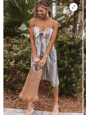 miami Multicolor Striped Midi Sundress